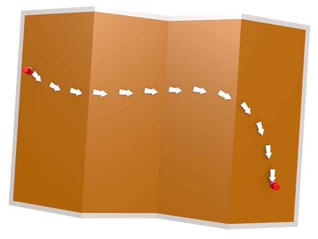 Chemin sur la carte orange