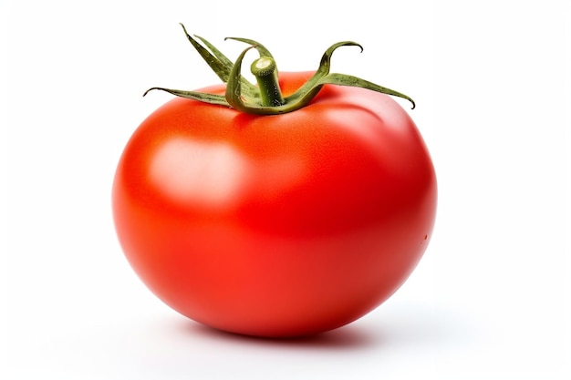 Chemin de coupe de tomates rouges fraîches isolé sur fond blanc IA générative
