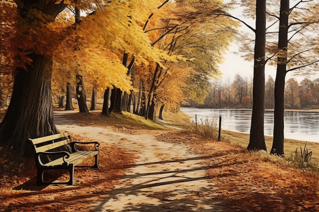 Chemin dans la forêt d'automne