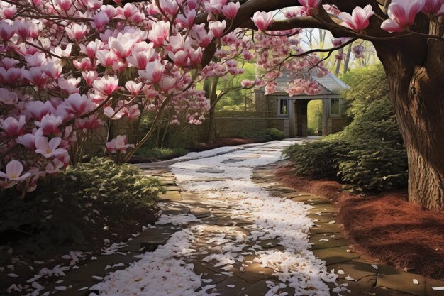 Photo un chemin dans le jardin.