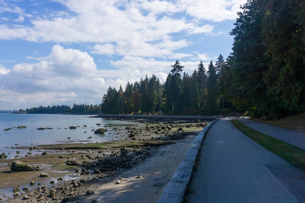 Le chemin du front de mer de la digue dans le parc Stanley de Vancouver