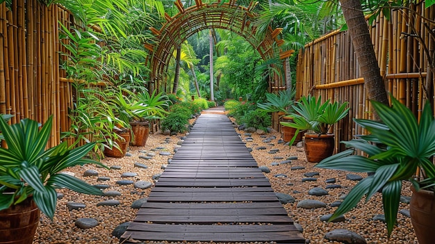 Chemin et forêt de bambou