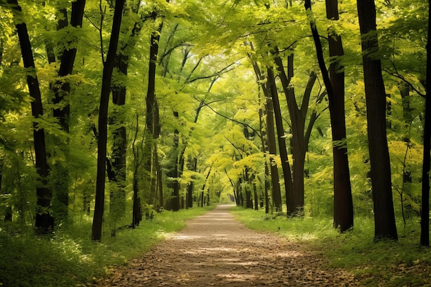 le chemin de la forêt le matin