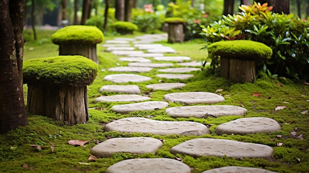 chemin de pierre dans le parc