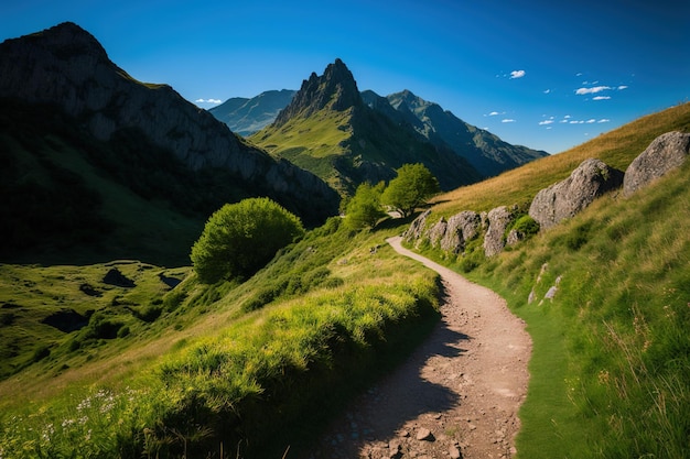 Chemin près du salto de tendenera dans la vallée de la Ripera dans les Pyrénées