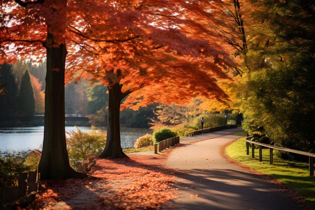 un chemin qui a un arbre sur lui