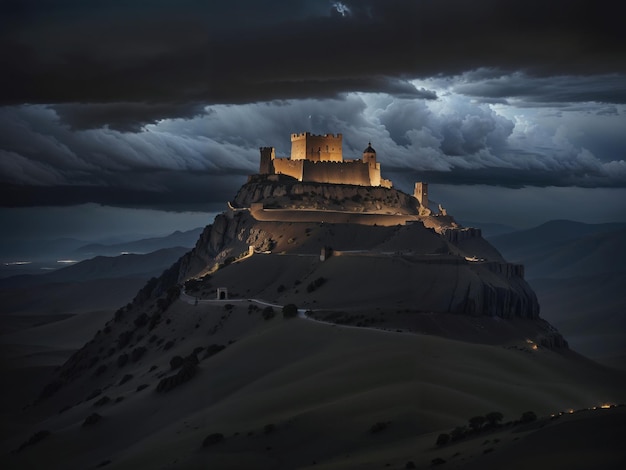 Photo un chemin sinueux menant à une forteresse inexpugnable dans les montagnes