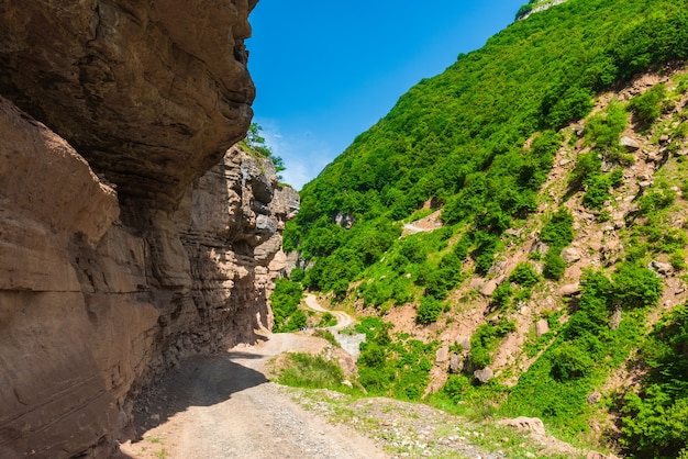 Chemin de terre dans la zone rocheuse de montagne