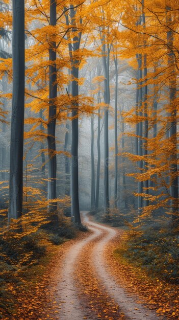 Le chemin à travers la forêt d'automne.