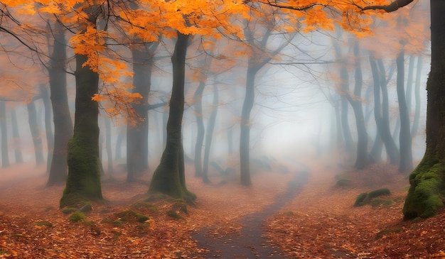 Photo un chemin à travers une forêt étrange et magnifique