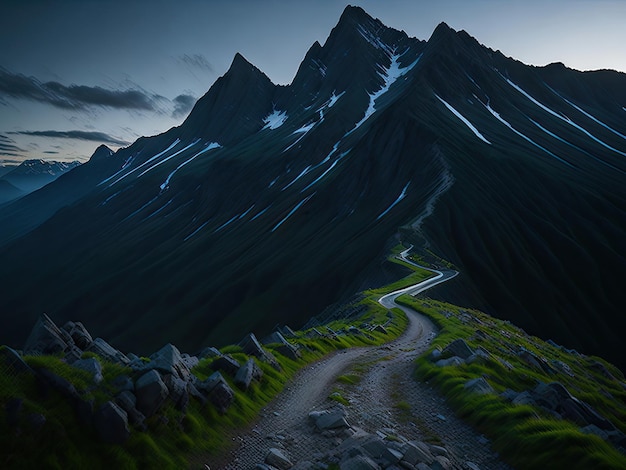 Chemin vers le sommet de la montagne ai génératif