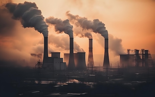 Une cheminée dans une usine avec de la fumée qui en sort