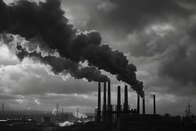 Des cheminées industrielles avec des émissions polluantes