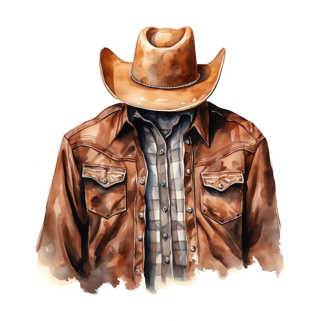 chemise à aquarelle ouest sauvage ouest cow-boy désert illustration clipart