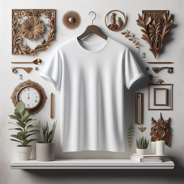 Chemise blanche accrochée au mur décoré pour Mockup