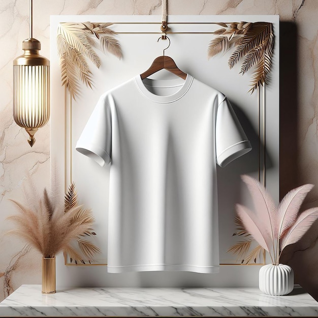 Chemise blanche accrochée au mur décoré pour Mockup