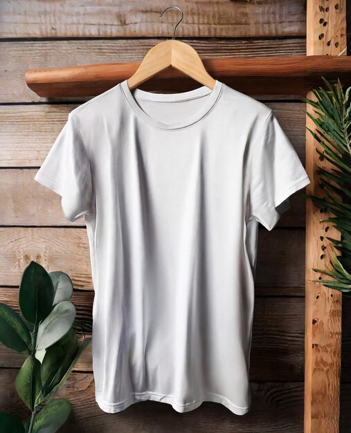 Photo une chemise blanche accrochée à un mur en bois