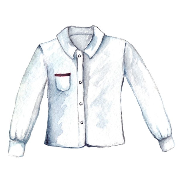 Chemise blanche aquarelle chemisier à manches longues isolée