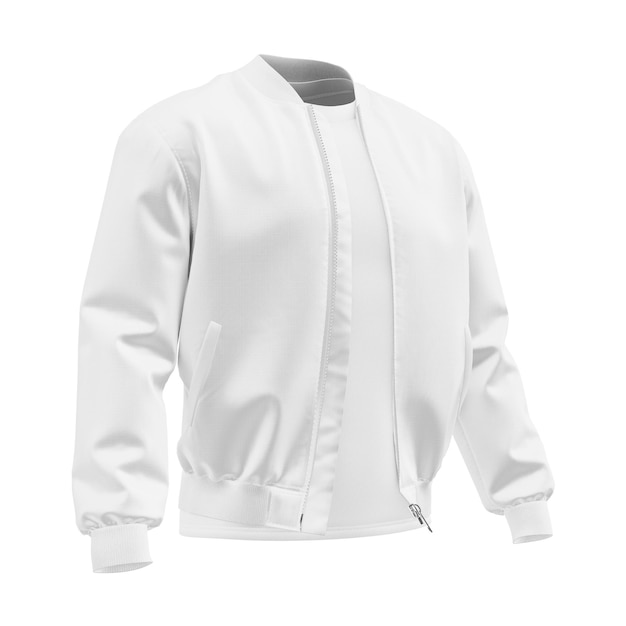 une chemise blanche avec un blouson aviateur vierge isolé sur un fond blanc