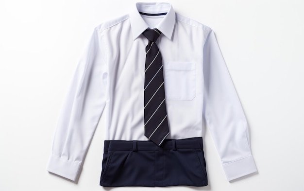 Photo chemise blanche avec cravate et poche carrée