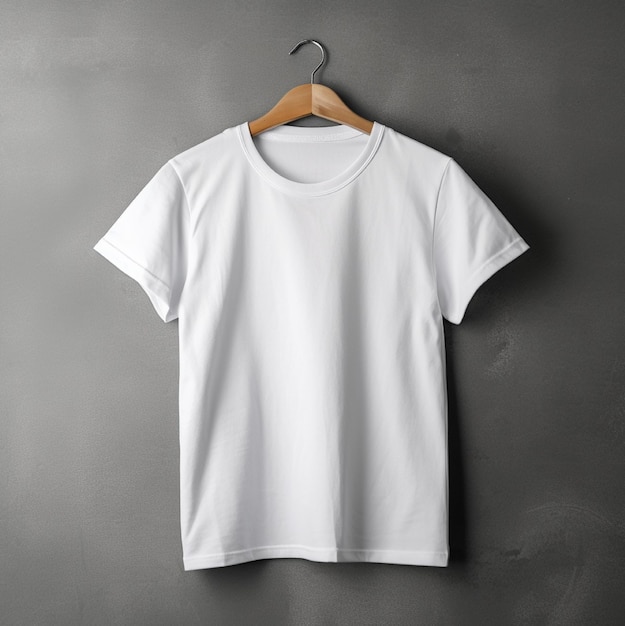 Une chemise blanche est accrochée à un cintre avec le mot " dessus " dessus.