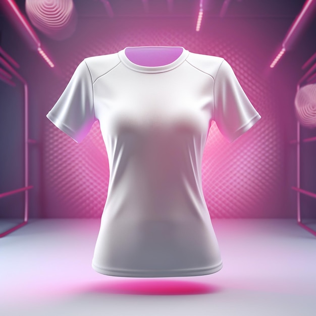 Photo une chemise blanche est sur un fond blanc avec une lumière rose derrière.