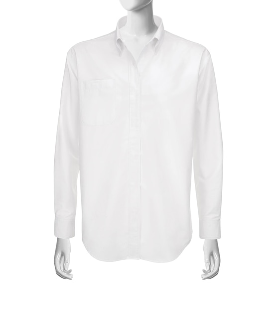 Chemise blanche à manches longues isolé sur fond blanc