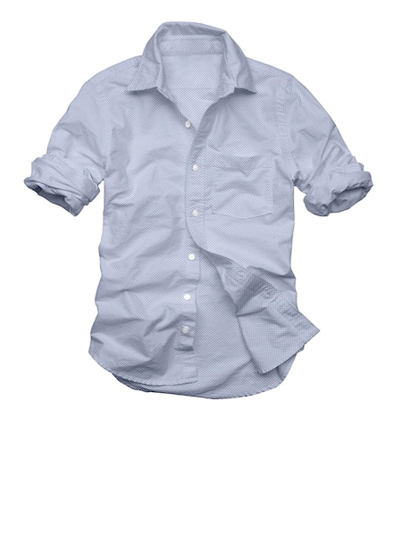 Une chemise bleue avec le mot " dessus " sur le devant
