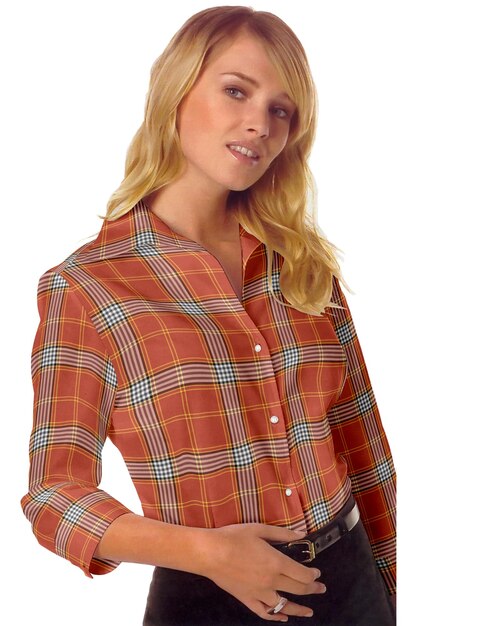 Chemise à carreaux en sergé de flanelle Rouge Plaid photo avec modèle