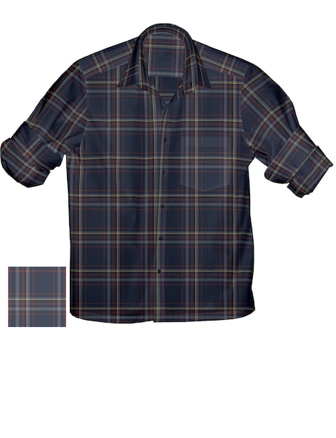 Chemise à cheques teintée en fil pour hommes saison hiver et été