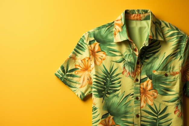 Une chemise hawaïenne avec un imprimé tropical dessus