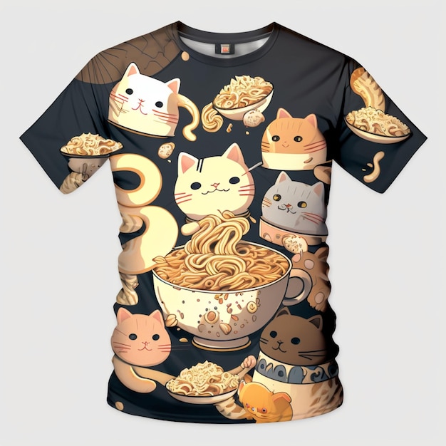 Une chemise noire avec des chats dessus qui dit 3.