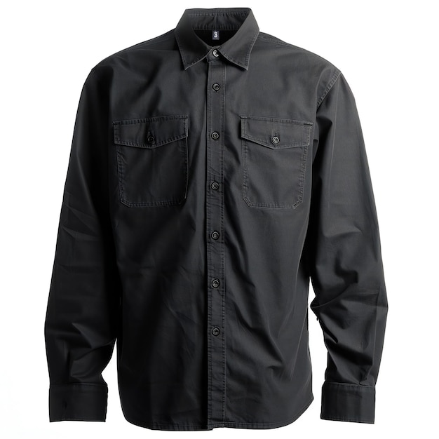Chemise noire pour hommes isolée sur fond blanc
