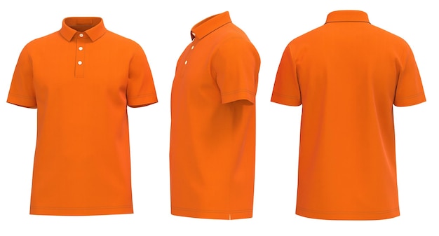 chemise orange avec un bouton blanc sur le devant