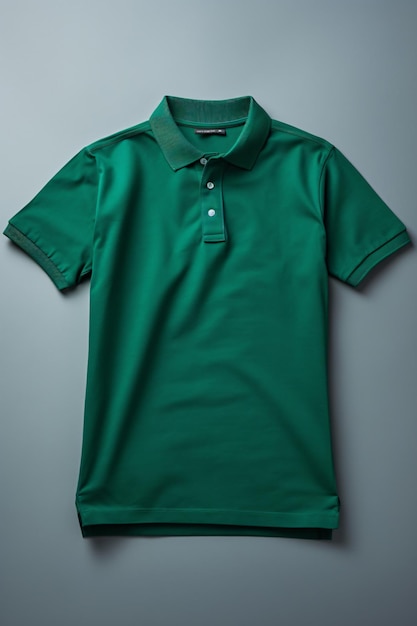 Photo chemise de polo verte fond blanc vue supérieure générée par l'ia