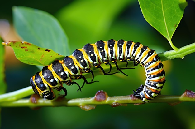 chenille sur une feuille génératif Ai