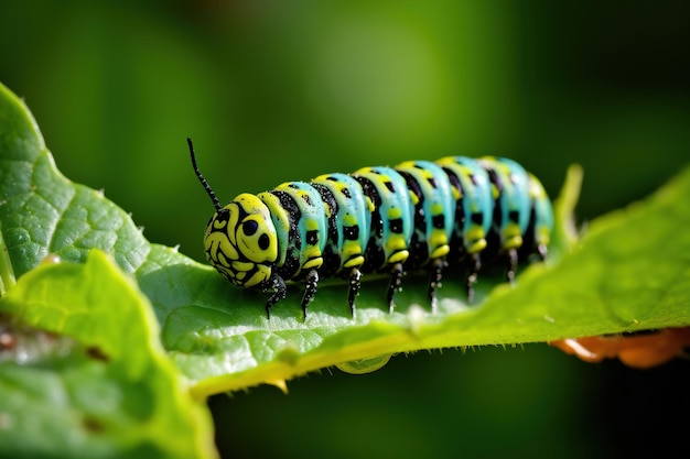 chenille sur une feuille génératif Ai