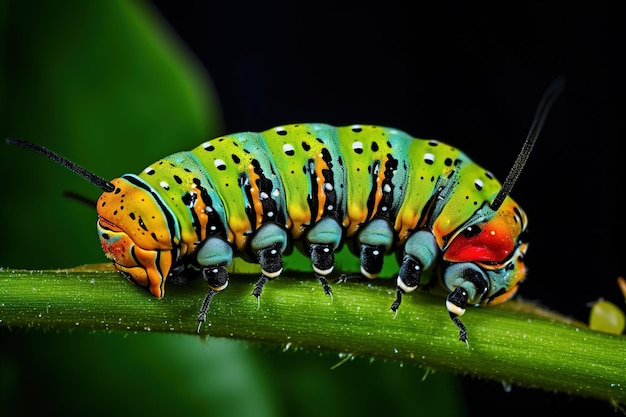 chenille sur une feuille génératif Ai