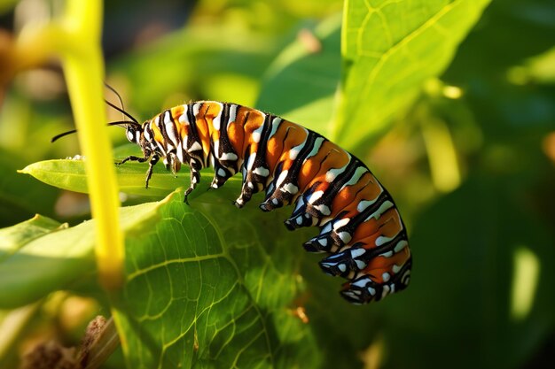 chenille sur une feuille génératif Ai