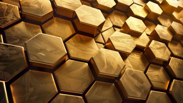 Des chenilles d'or dans une disposition géométrique illustration générée par l'IA
