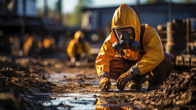 Un chercheur étudie les effets d'une explosion nucléaire sur l'environnement.