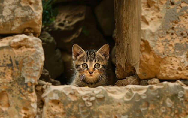 Photo cherchez-vous des cachettes avec un chaton ludique