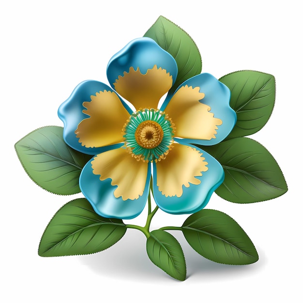 Cherokee Rose fleur bleu or coloré