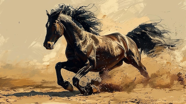 Un cheval accueillant Illustration d'un cheval qui court vers l'avant