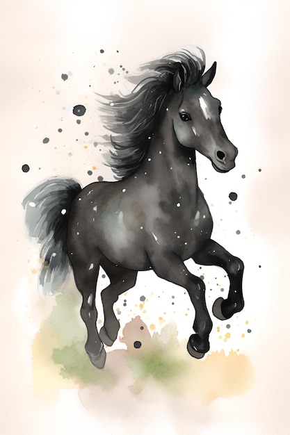 Cheval aquarelle ai