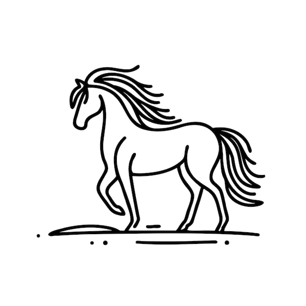 Un cheval aux cheveux longs marche sur une surface rocheuse.