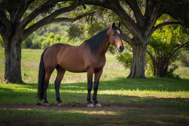 Un cheval de baie solitaire