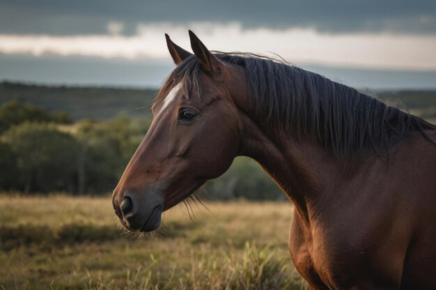 Un cheval de baie solitaire