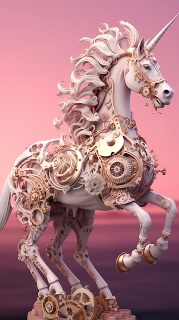 Un cheval blanc avec un motif floral sur le dos