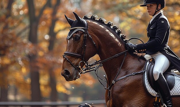 un cheval avec une bride sur la tête